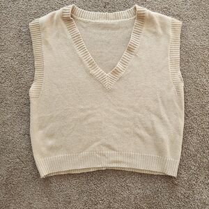 SHEIN Beige V-Neck Sweater Vest